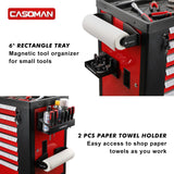 CASOMAN Magnetic Toolbox Shelf, Tray, Paper Towel Holder, 4-Piece Set, Black, Variety of Use, Durable, Magnets Any Metal Surface CASOMAN