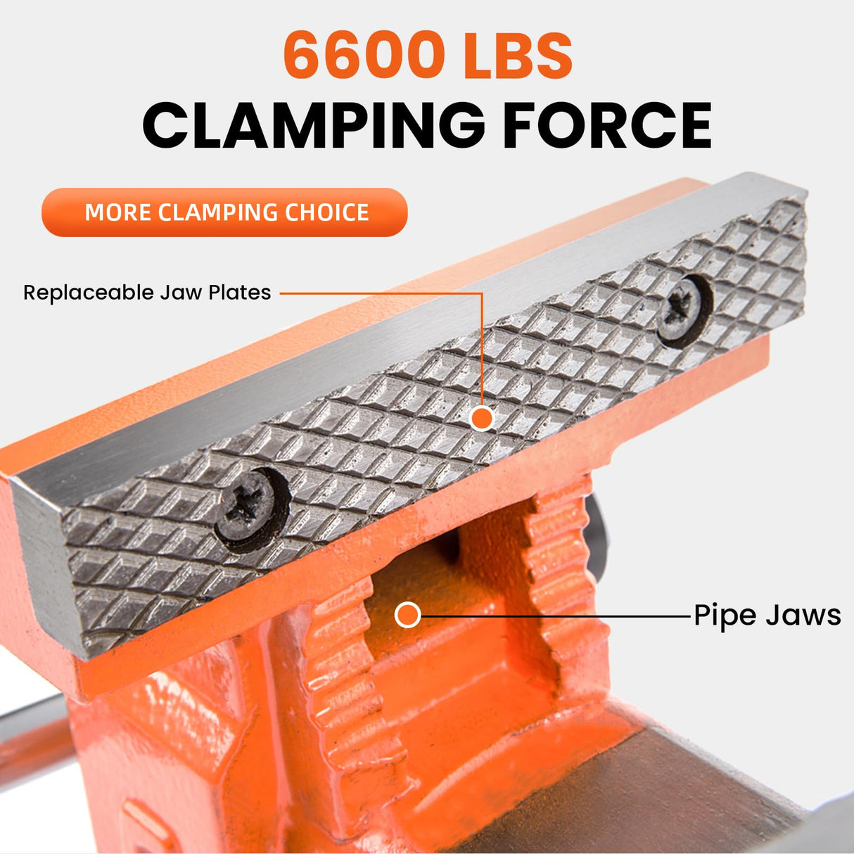 Forward 6-Inch Bench Vise Ductile Iron with Channel Steel and 360-Degree Swivel Base HY-30606-6In (6") Forward