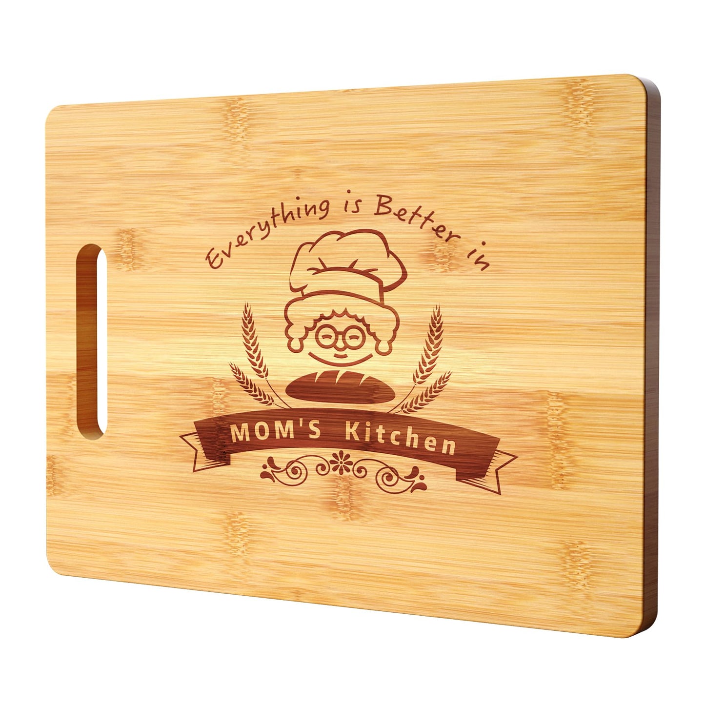 TUOCON Bamboo Wood Cutting Board Gift for Mom, 13" x 9.4" Unique Engraved Handmade Chopping Board for Kitchen Decor Customized Personalized Gifts - WoodArtSupply