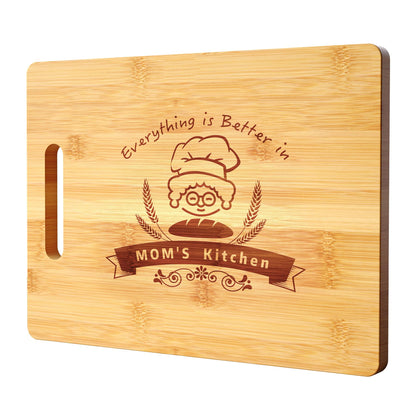 TUOCON Bamboo Wood Cutting Board Gift for Mom, 13" x 9.4" Unique Engraved Handmade Chopping Board for Kitchen Decor Customized Personalized Gifts - WoodArtSupply