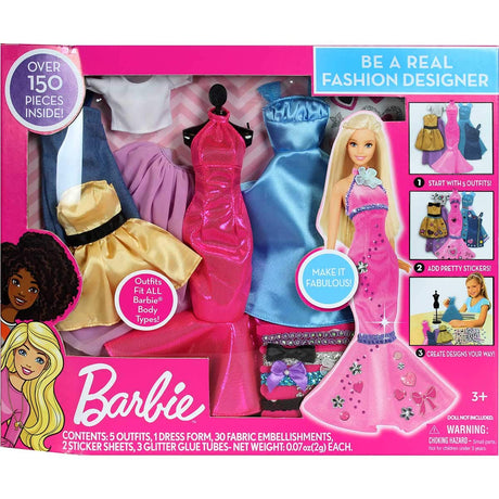 Barbie Be a Fashion Designer Doll Dress Up Kit, 5 Outfits Barbie