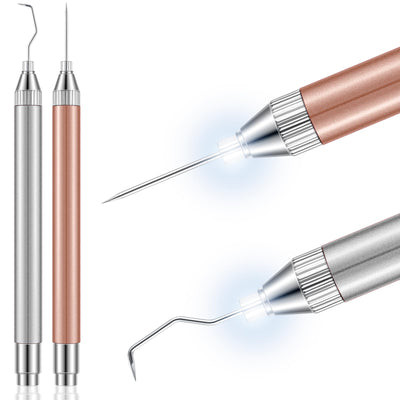 Therwen 2 Pcs LED Weeding Tools for Vinyl Weeding Vinyl Tool with Light Pin Hook Lighted Weeding Pen for Removing Iron on Tiny Vinyl Paper Silhouette