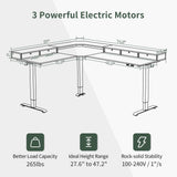 FEZIBO Triple Motor 75" L Shaped Standing Desk with 5 Drawers, Reversible Electric Standing Gaming Desk Adjustable Height, Corner Stand up Desk with FEZIBO