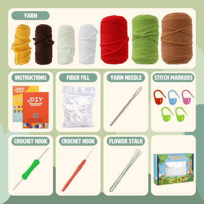 Crochet Kit for Beginners, Crochet Starter Kit with Step-by-Step Video Tutorials and Yarns, Hook, Accessories, DIY Knitting Kit Supplies for Adults