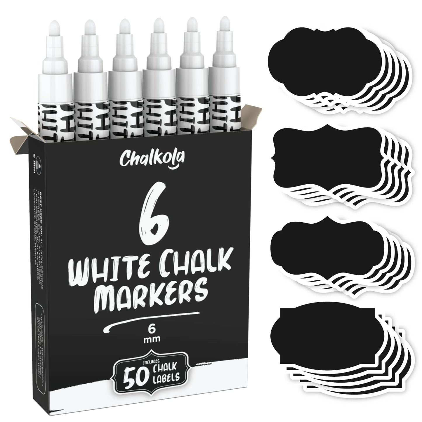 Chalkola Essentials Bundle - 16 Markers + 6 White 6mm