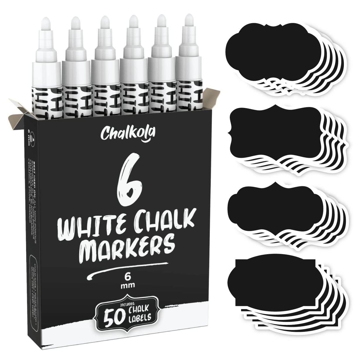 Chalkola Metallic Bundle - 10 Metallic + 6 White Markers 6mm Chalkola