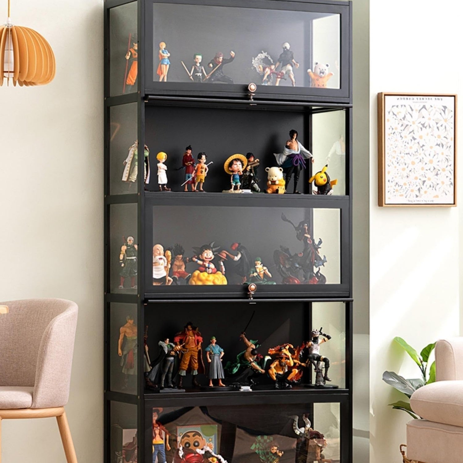 Curio Display Cabinet, Display Cabinet with 5-Tier Storage Shelves, Collectibles Toy Organizers Rack, Trophy Display Case,Storage Cabinets and ORNDYDM