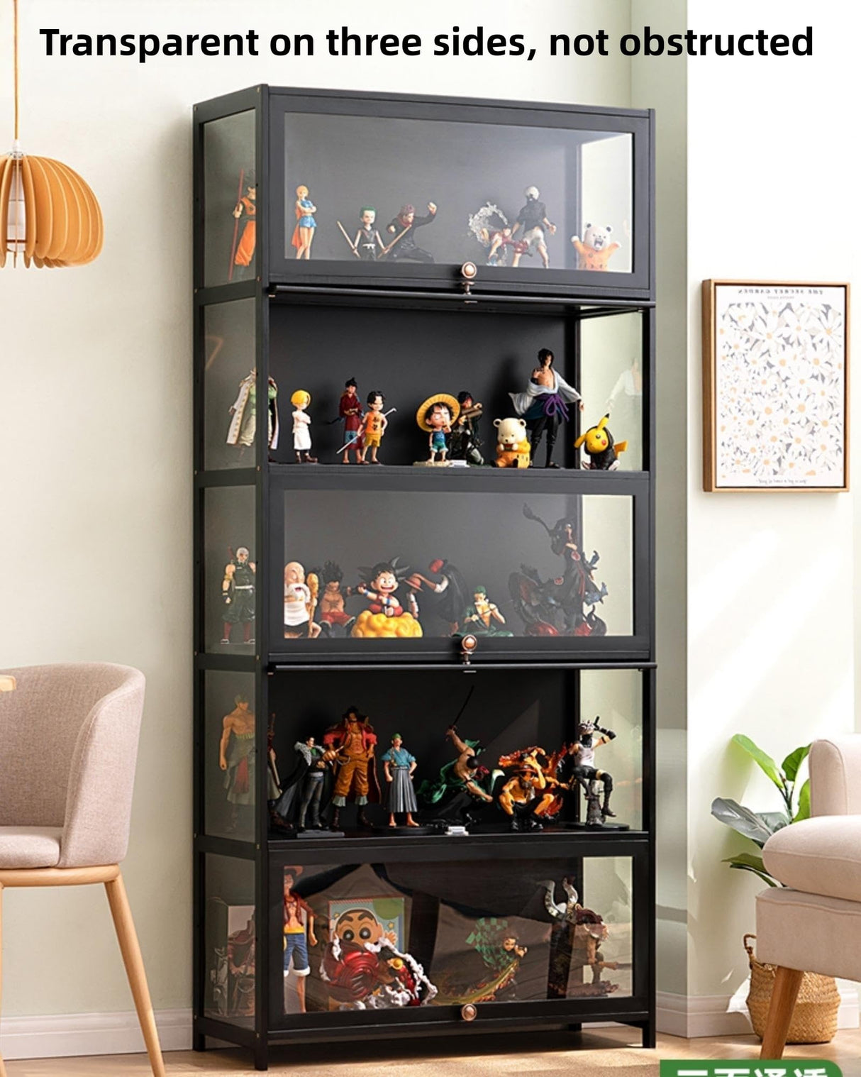 Curio Display Cabinet, Display Cabinet with 5-Tier Storage Shelves, Collectibles Toy Organizers Rack, Trophy Display Case,Storage Cabinets and ORNDYDM