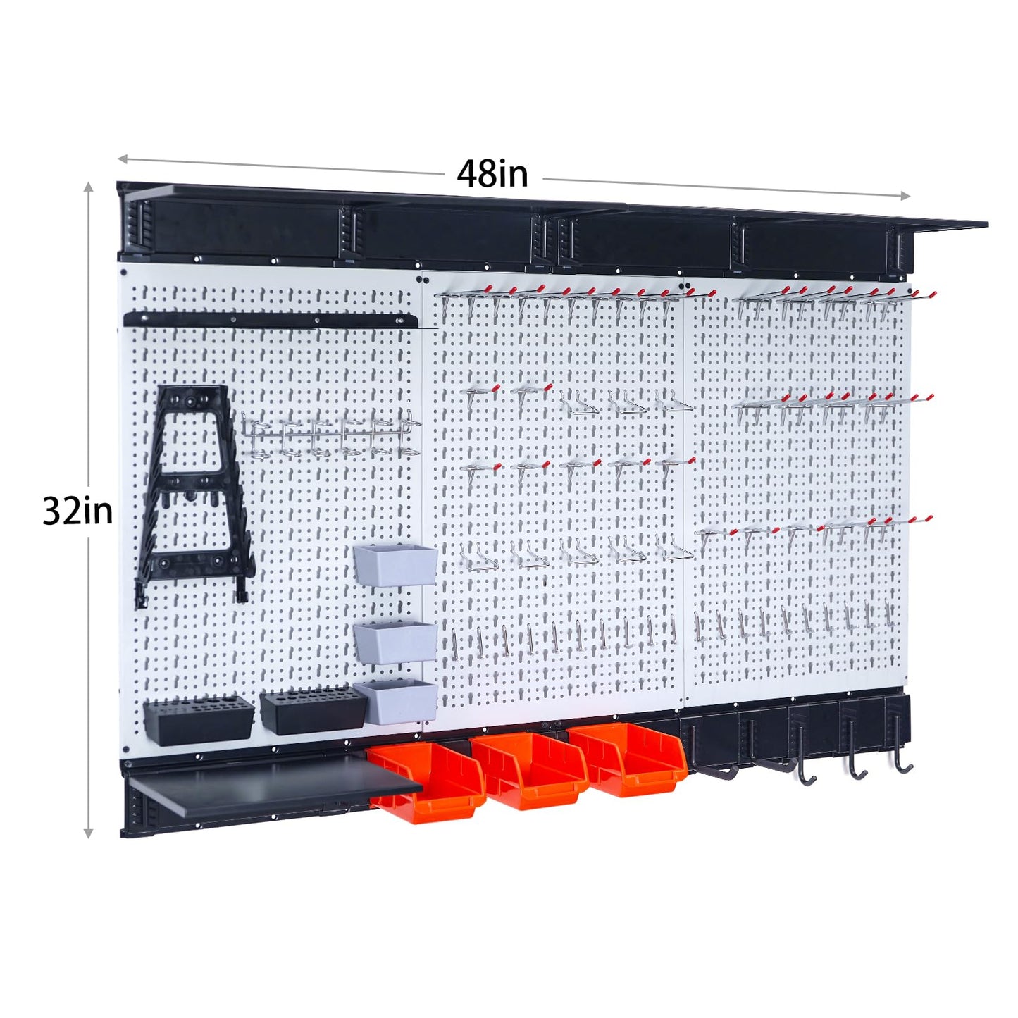 Pegboard Smith 48x32 Inch Metal Pegboard Wall Organizer - 113PCS Kit with Hooks, Garage Storage Bins, and Panel Tool Organizer - WoodArtSupply