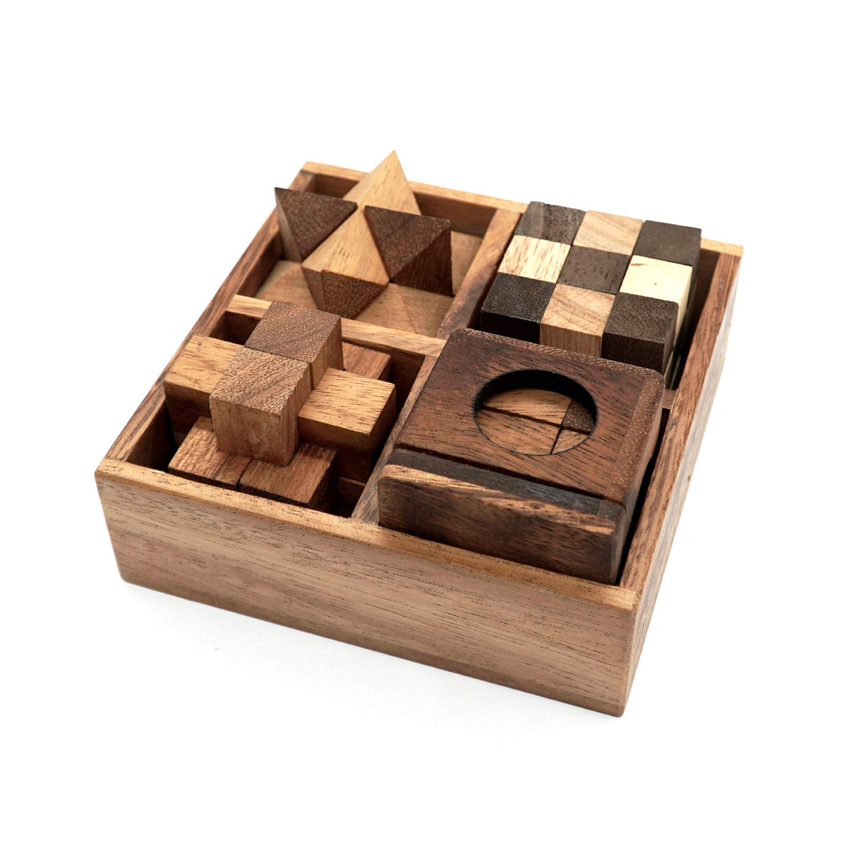 BSIRI 4-in-1 Wooden Puzzle Box Set – Challenging 3D Brain Teasers for Adults BSIRI