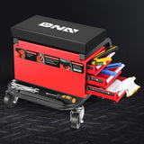 DNA MOTORING 3-Drawer Rolling Mechanic Seat Garage Shop Roller Stool with Tray and Storage Slots, 242lbs / 110kg Weight Capacity,TOOLS-00142 DNA MOTORING