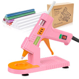 MONVICT Pink Hot Glue Gun Kit, Mini Glue Gun with Suction Cups Stand Anti Stick Silicone Mat, Hot Melt Glue Gun with Fine Tip & 30 Glue Sticks, MONVICT