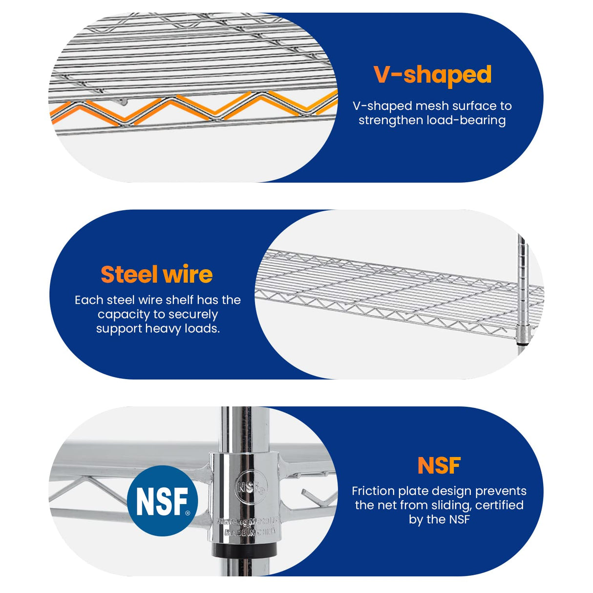 48 Lx18 Wx72 H Wire Shelving Unit Heavy Duty Height Adjustable NSF Certification Utility Rolling Steel Commercial Grade with Wheels for Kitchen BestOffice