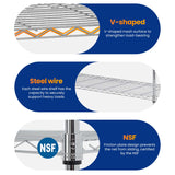 48 Lx18 Wx72 H Wire Shelving Unit Heavy Duty Height Adjustable NSF Certification Utility Rolling Steel Commercial Grade with Wheels for Kitchen BestOffice