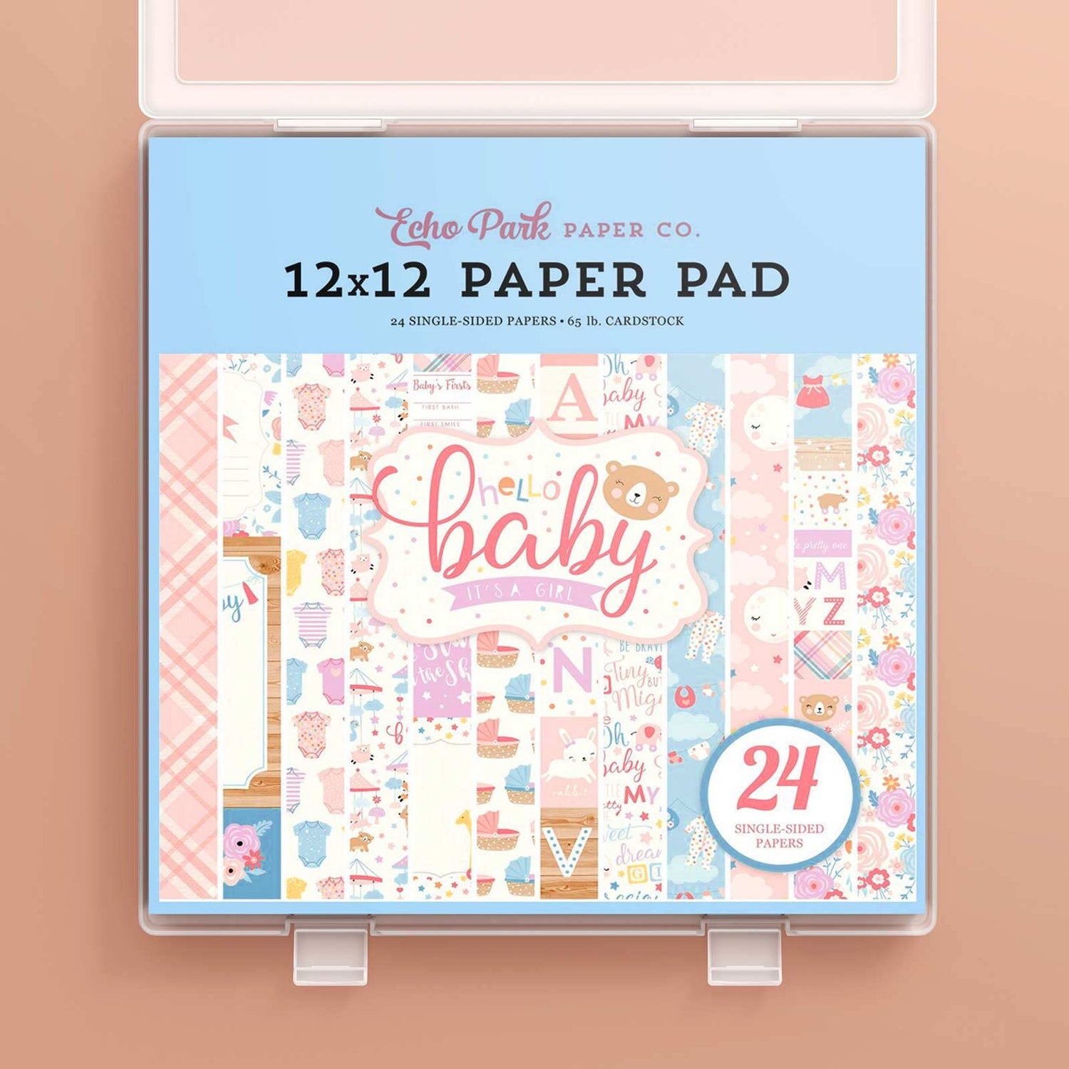 Denkee 12 x 12 Paper Storage, 4 Pack Scrapbook Storage Box for 12" x 12" Paper, Plastic Portable Project Case, Slim Documents Magazines Paper Denkee