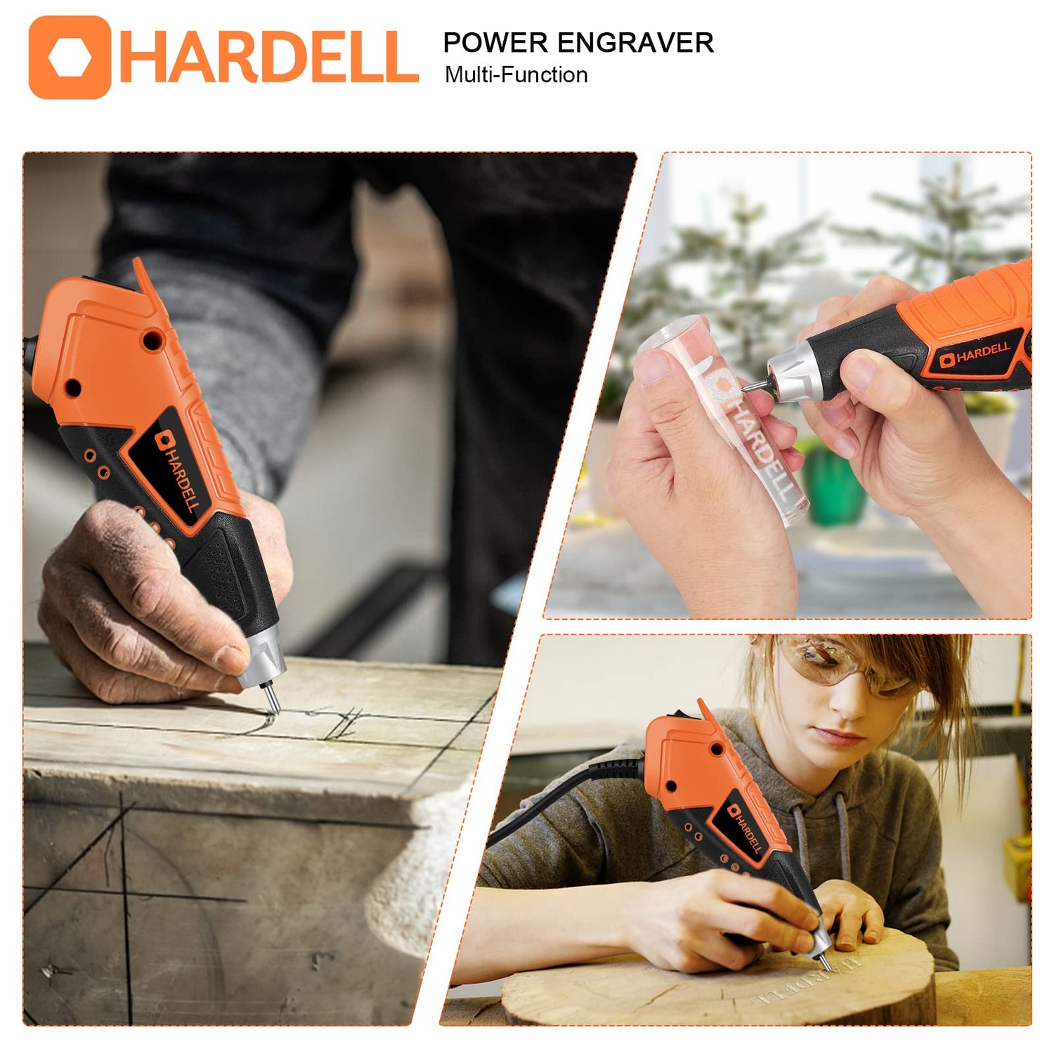 HARDELL 15W Engraver,5 Speed Etching Power Tool Equipped with Soft Rubber Handle and Tungsten Carbide Steel Bits,Mini Multi-Function for HARDELL