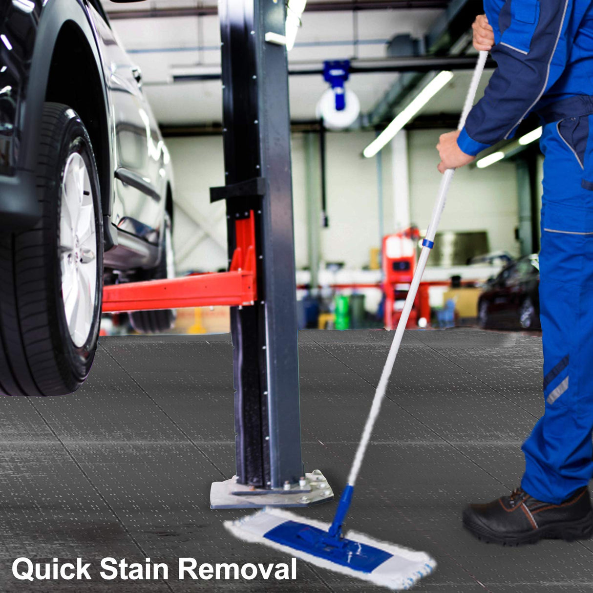 VEVOR Garage Floor, Durable Interlocking Floor Tiles, 50 Pack, Non-Slip Diamond Plate Garage Tiles, Support up to 55,000 lbs for Car Garage, VEVOR