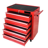Rolling Tool Chest, 5-Drawer Rolling Tool Box With Interlock System And Wheels For Garage, Warehouse, Workshop, Repair Shop (Red) Fulvari