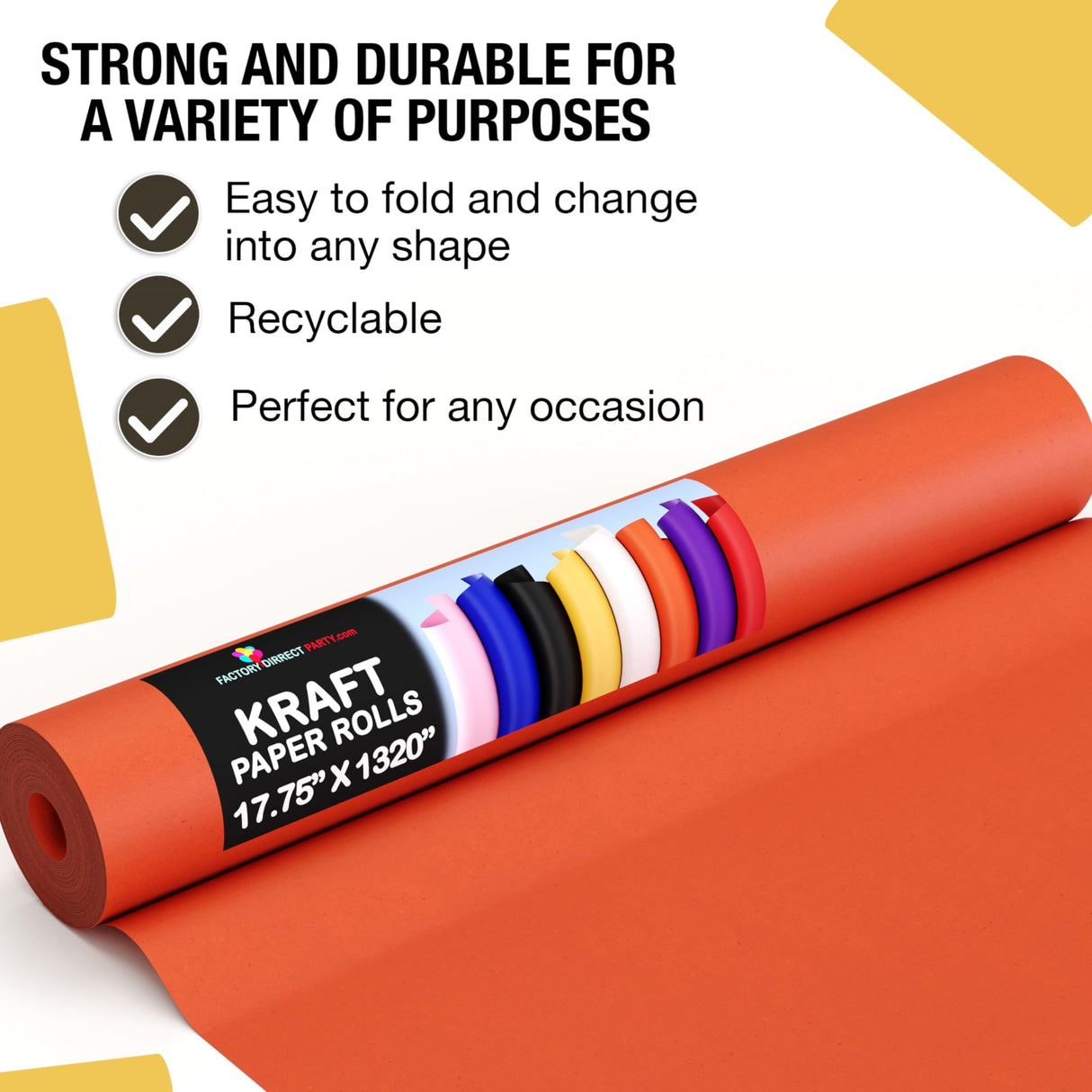 Orange Kraft Paper Roll 17.75" X 1320" (110' Ft) Colored Paper Roll - Kraft Wrapping Paper Perfect as Shipping Paper - Packing Paper Roll - Craft Crown Display