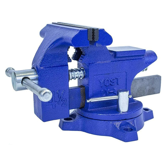 Yost Vises LV-4 Homeowner's Vise | 4.5 Inch Jaw Width with a 3 Inch Jaw Opening Home Vise | Secure Grip with Swivel Base | Blue - WoodArtSupply