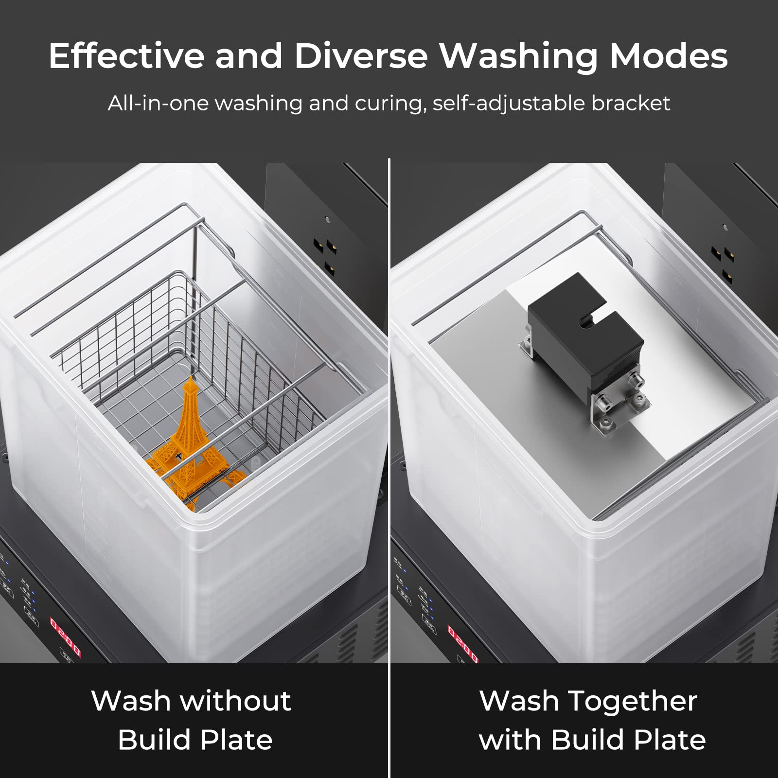 Creality Wash and Cure Station UW-01 2 in 1 Machine Resin 3D Printer UV Curing Rotary Box Bucket for LCD/DLP/SLA Washing Size 7.48x6.06x7.87 inches - WoodArtSupply