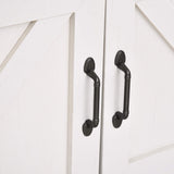 HOMCOM Farmhouse Double Door Coffee Bar Cabinet, Sideboard Buffet Cabinet, Kitchen Cabinet with Bottom Shelf for Entryway, Living Room, White HOMCOM