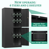 Letaya Metal Storage Cabinet with Lock Door, Adjustable Shelf Steel Cabinets for Office, Home,Pantry,Kitchen,Garage Utility Cabinet (4 Door-Black) Letaya