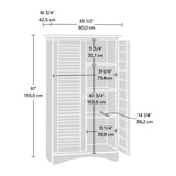 Sauder Harbor View Storage Pantry Cabinet, L: 35.43" x W: 16.73" x H: 61.02", Antiqued White finish Sauder