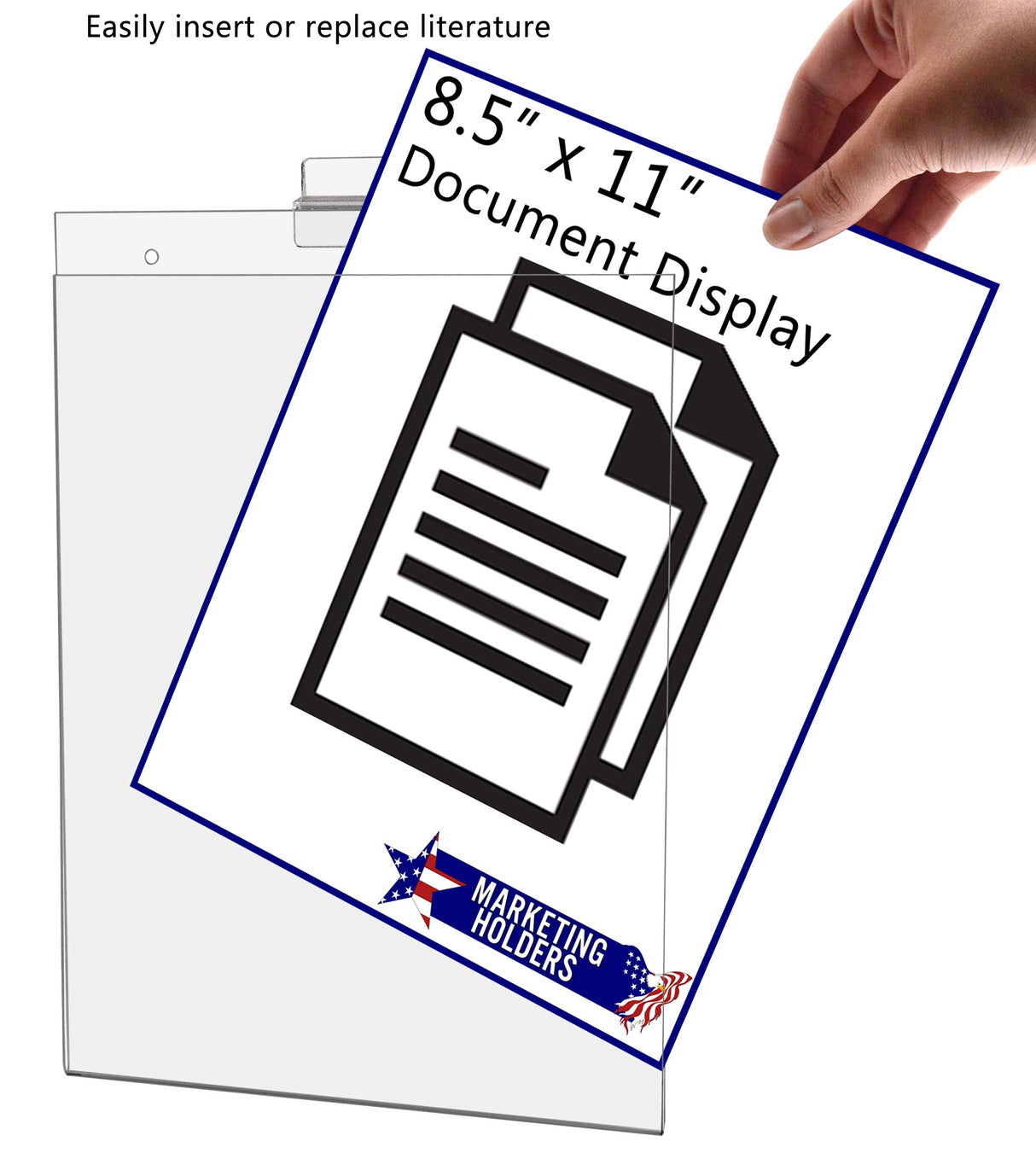 Marketing Holders 4 Pack Slatwall Sign Holder for 8.5 x 11 Inch Flyers Ads and Price Lists in Bookstores Retail Stores and Libraries No Assembly Marketing Holders