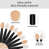 CHEFBEE 80pcs Eyeshadow Applicators with Container, Disposable Dual Sides Eyeshadow Brushes, Eyeshadow Sponge Applicator Makeup Applicators(Black) CHEFBEE