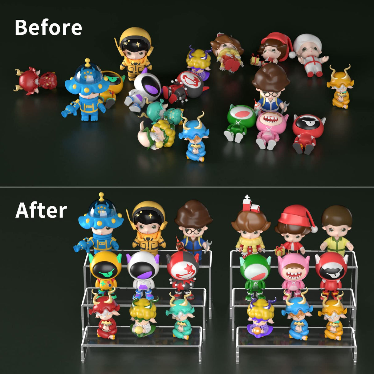 HIIMIEI Acrylic Display Riser, 6 Pcs 9" Large Acrylic Risers, Clear Rectangular Display Shelf for Cupcake Stand, Tiered Display Stand for Gemstone, HIIMIEI