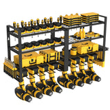 jsyonii Power Tool Organizer-4 Layers Wall Mount Garage Tool Storage Rack, 8 Drill Holder Metal Heavy Duty Tool Storage Rack, Tool Shelf with Pliers jsyonii