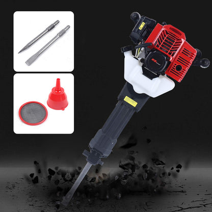 52CC Demolition Jack Hammer, 2 Stroke Gas Powered Concrete Breaker Punch Drill Jack Hammer 1500BPM with 2 Chisel Hand Pull Air Cooling for Heavy - WoodArtSupply