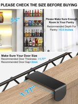 Fulpower Over the Door Pantry Organizer, 6+1 Pantry Door Organizer with Adjustable Basket, Metal Spice Rack Storage for Kitchen Pantry Black (Black 6 Fulpower