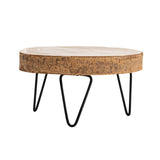 Creative Co-Op Small Paulownia Wood Pedestal with Metal Legs Creative Co-Op