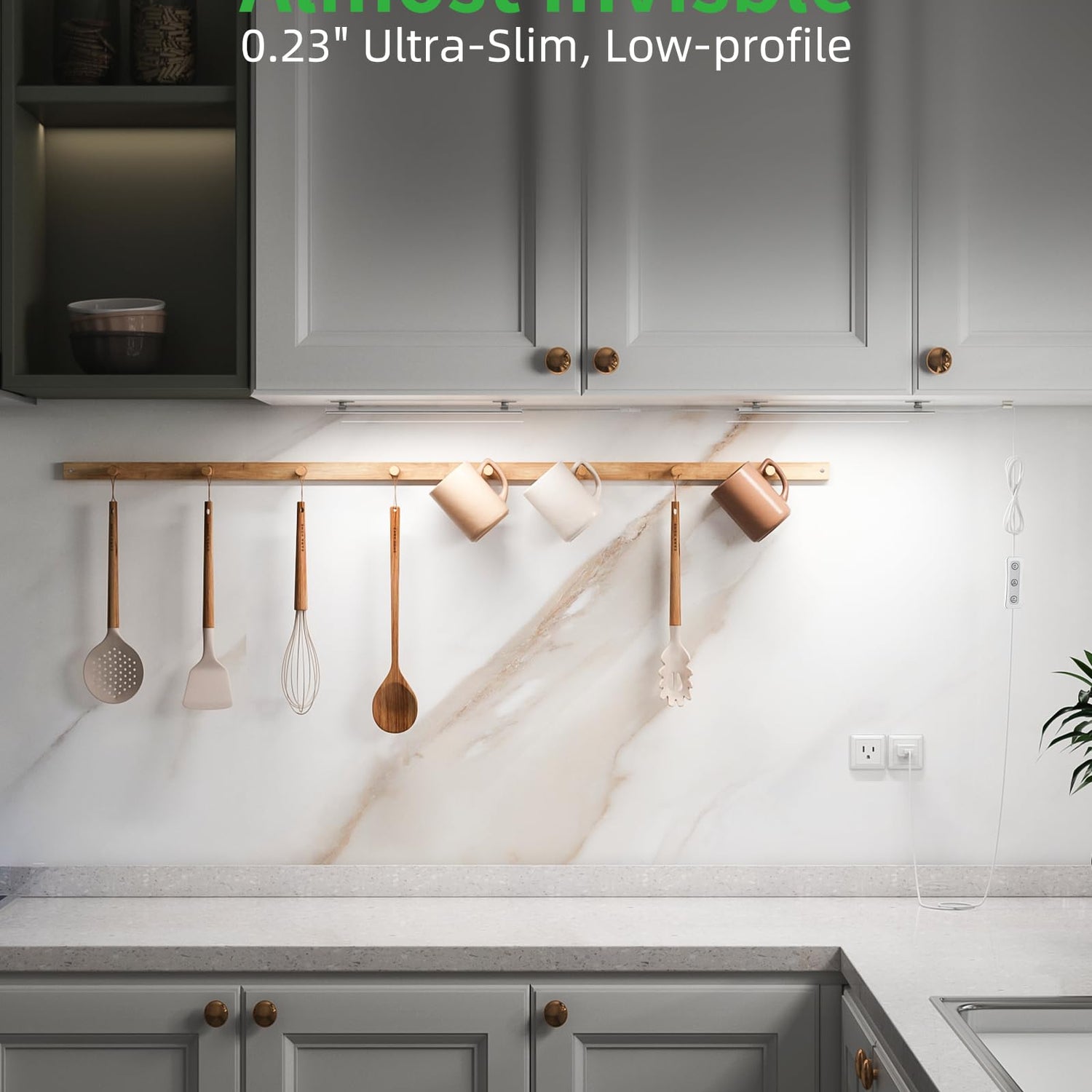 Vovamo Plug-in Under Cabinet Lighting, Dimmable Counter Lights for Kitchen, 2pcs 12 Inch, Cold White 6000K Linkable USB Led Closet Light, Wired Vovamo