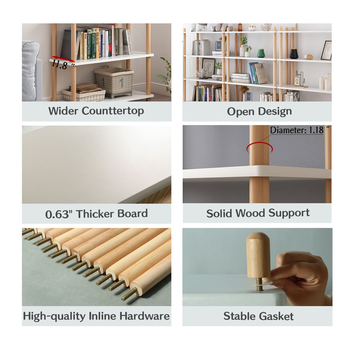 IOTXY Modern White 4-Tier Wooden Bookshelf – Stylish Open Storage Rack for Home and Office IOTXY