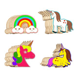 KitBeads 40pcs Unicorn Wood Cutouts Laser Cut Wood Rainbow Unfinished Animal Horse Unicron Wood Piece Ornaments for Crafts DIY Bulk KitBeads