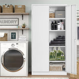 INTERGREAT White Metal Storage Cabinet Doors, 72" Locking Steel Storage Cabinet with Shelves, Tall Metal Cabinet Lockable Steel Cabinets for Home INTERGREAT