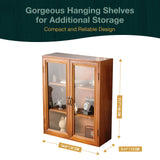 Wall Mount Storage Display Cabinet with Clear Display Doors - 12”x14”x5” Pantry Storage Hanging Cupboard - 3-Level Cover Cabinet with 2 Metal Handles Woodaholic