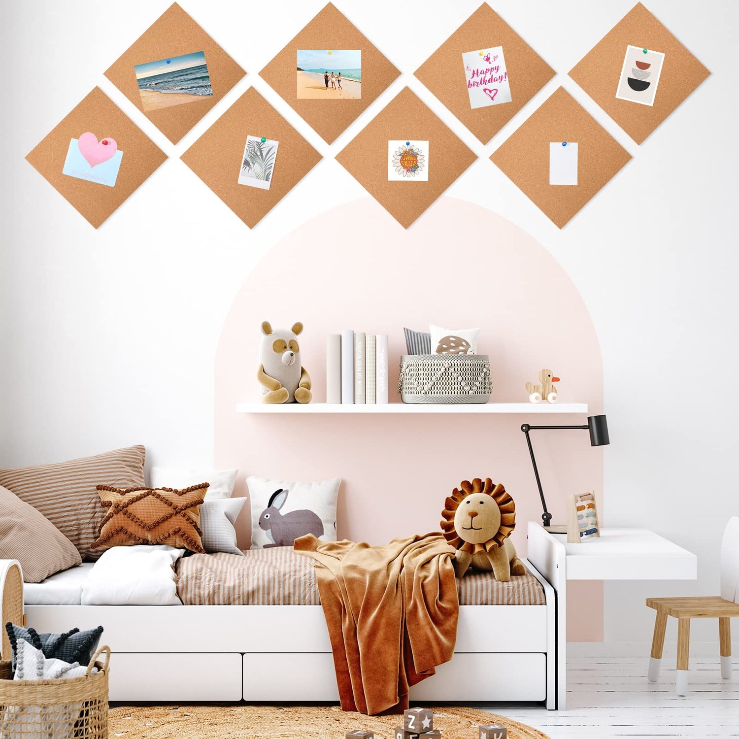 Kosiz 30 Pack Cork Board for Wall 12" x 12", 1/4" Thick Square Cork Board Tiles Brown Bulletin Corkboards with 150 Self Adhesive for Office Home and Kosiz