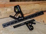 Faithfull FAICS300TCNC Prestige Twin Pack Aluminium Combination Squares 150 mm (6 in) and 300 mm (12 in),Black Faithfull