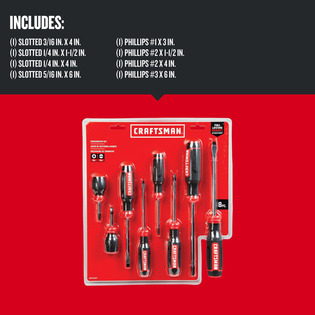 CRAFTSMAN Screwdriver Set, Bi-Material, 8 Piece Set (CMHT65075N) Craftsman
