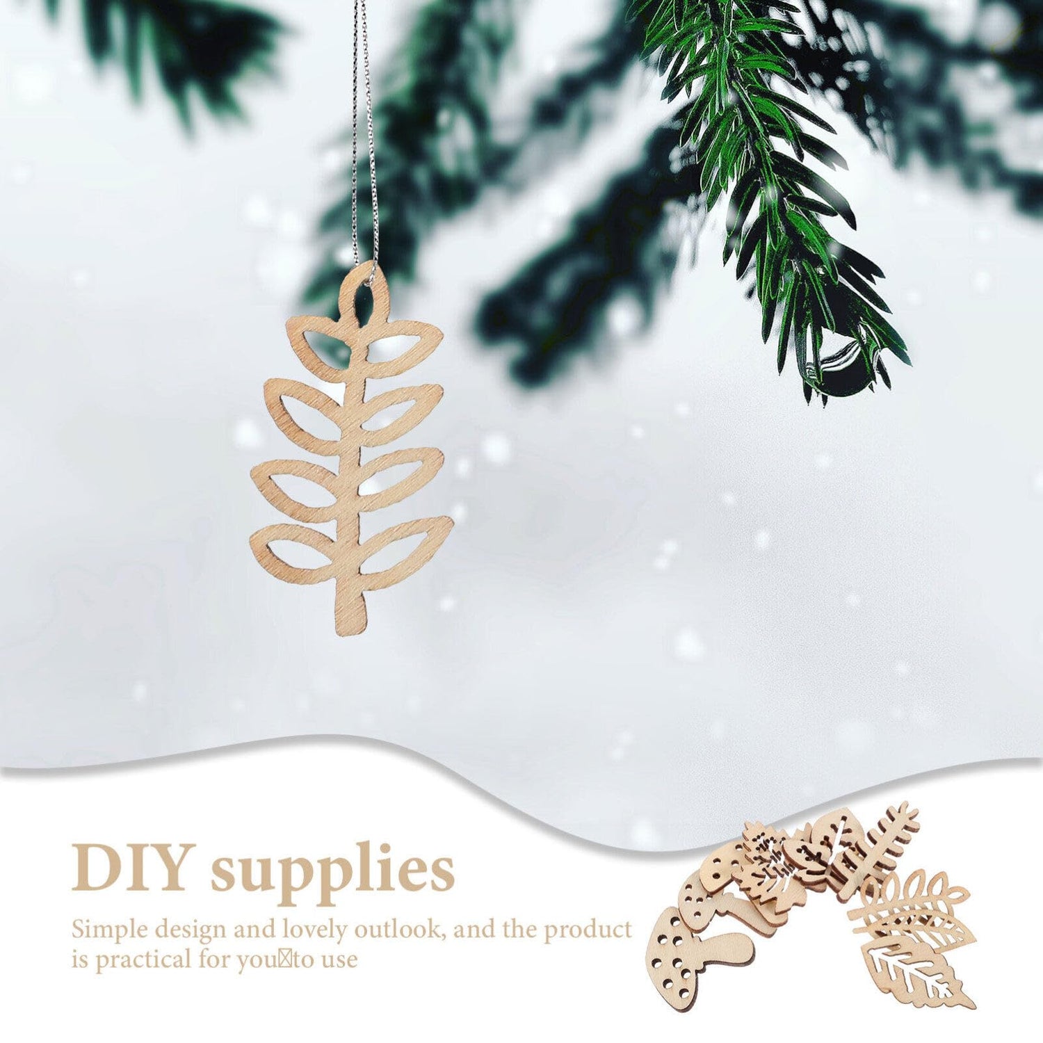 VILLCASE 1 Set Fall Thanksgiving Unfinished Wooden Ornaments Hollow Maple Leaves Mushrooms Wood Cutout Blank Wood Shapes Wood Slices for Kids Craft VILLCASE