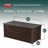 Keter Westwood 150 Gallon Plastic Backyard Outdoor Storage Deck Box for Patio Decor, Furniture Cushions, Garden Tools, & Pool Accessories, Espresso Keter