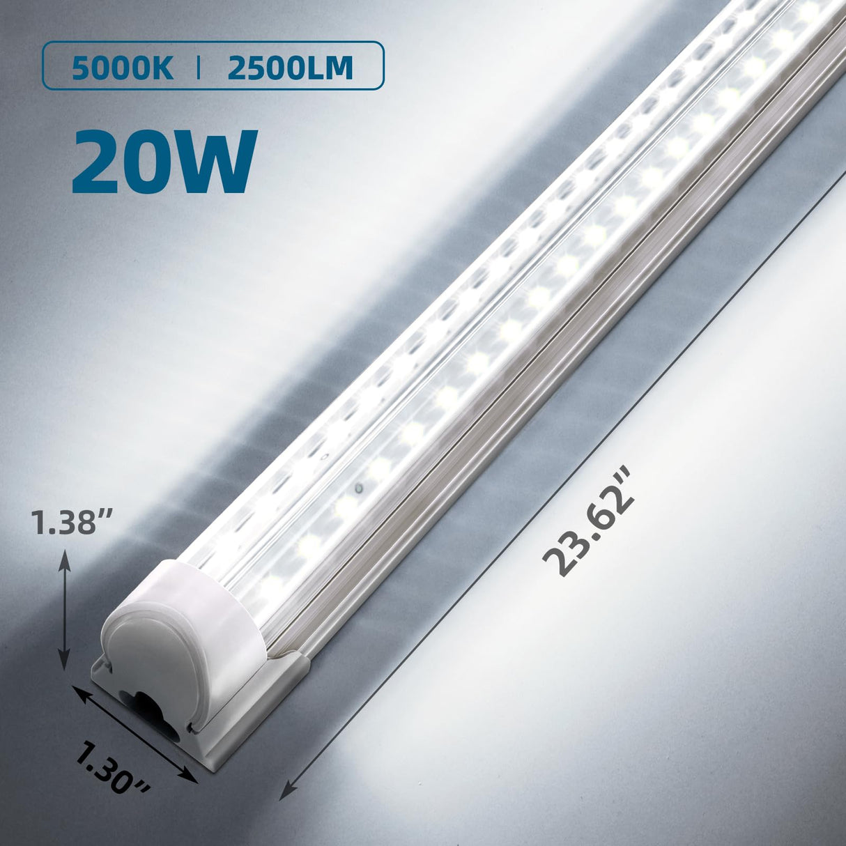 Barrina LED Shop Light 2ft, 20W 2500LM 5000K, T8 LED Light Fixture, Clear Cover, Ceiling and Utility Shop Light, Linkable Tube Lights, Shop Lights Barrina