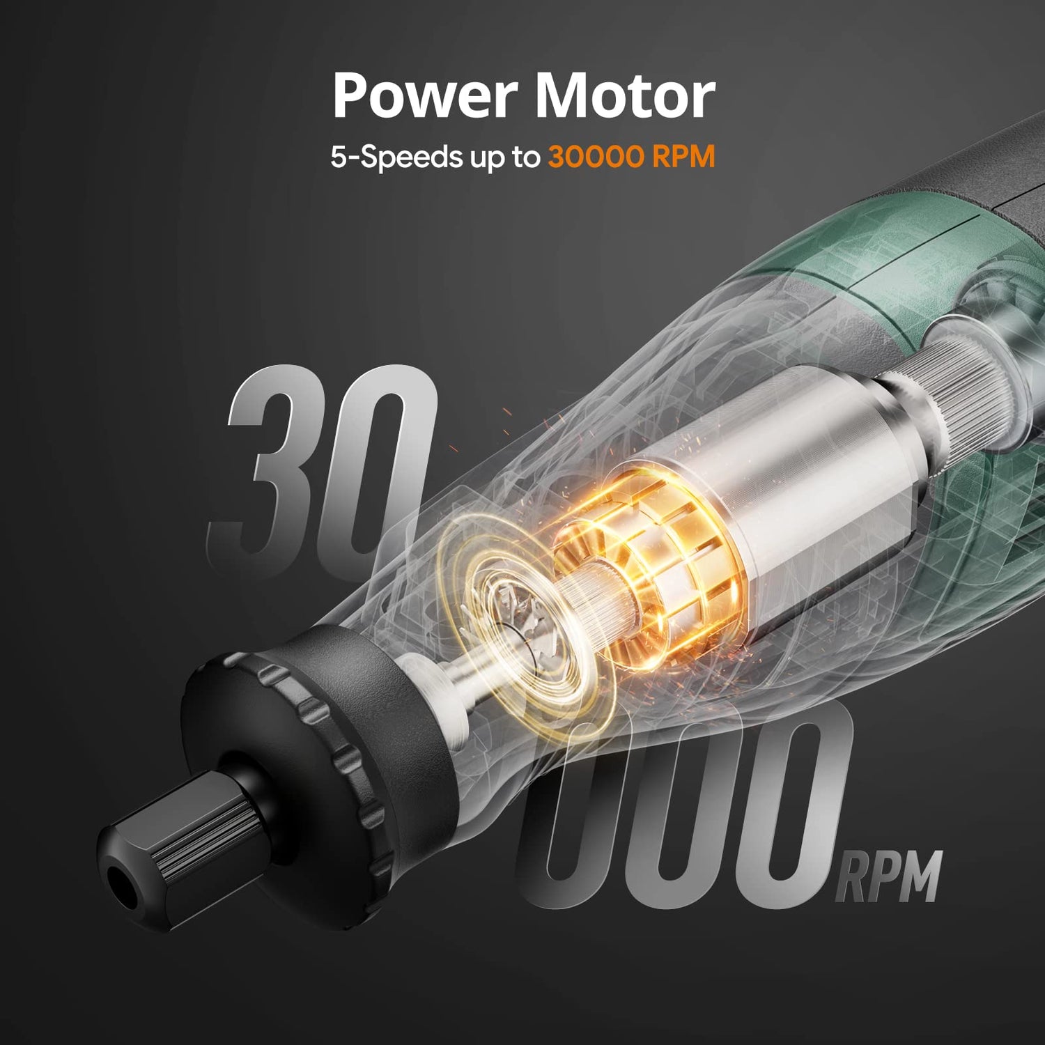 DEPSTECH Cordless Rotary Tool Kit, 8V 2.0Ah Rechargeable Battery, 30000RPM 5-Speed Multi Power Carving Tools, 127Pcs Accessories, Shield Attachment, DEPSTECH