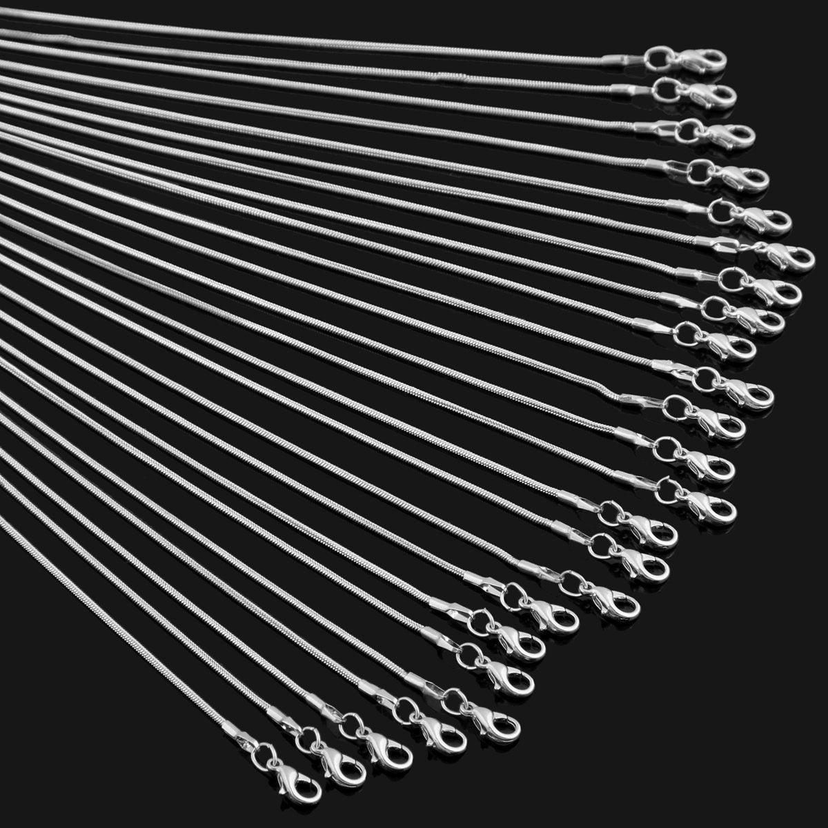 24pcs 18 Inch 925 Silver Plated 1.2mm DIY Snake Chain Charms Link Necklace with Lobster Clasps for Jewelry Making Cmidy