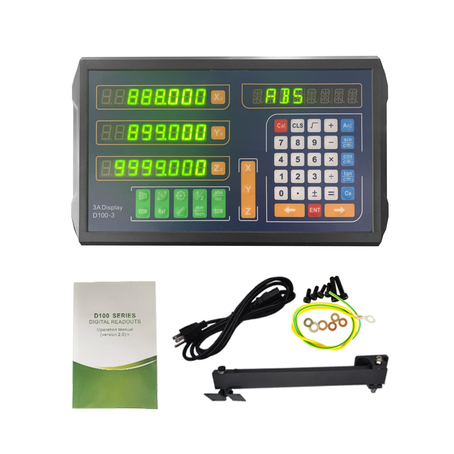 Baykunl18" 20" 36" Digital Readout 3 Axis DRO Display for Bridgeport Milling Lathe Machine 470mm+520mm+920mm Travel Length, US Stock Baykunl