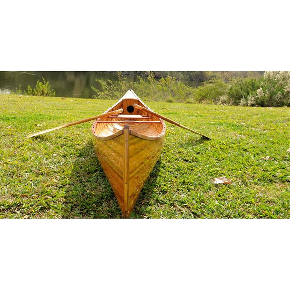 Wooden Canoe with Ribs Curved Bow, 12-Feet Wooden Boat USA